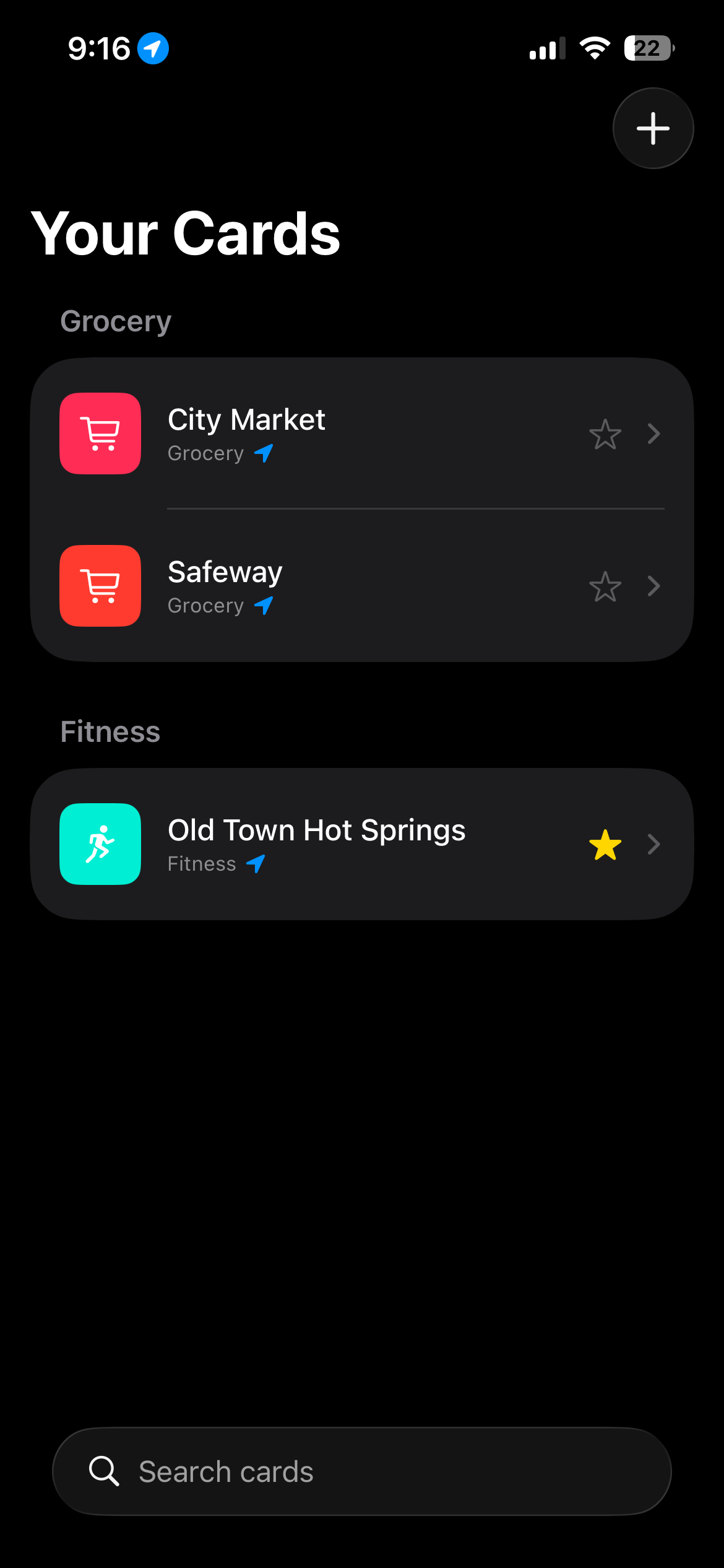 Hopscotch app home screen showing loyalty cards